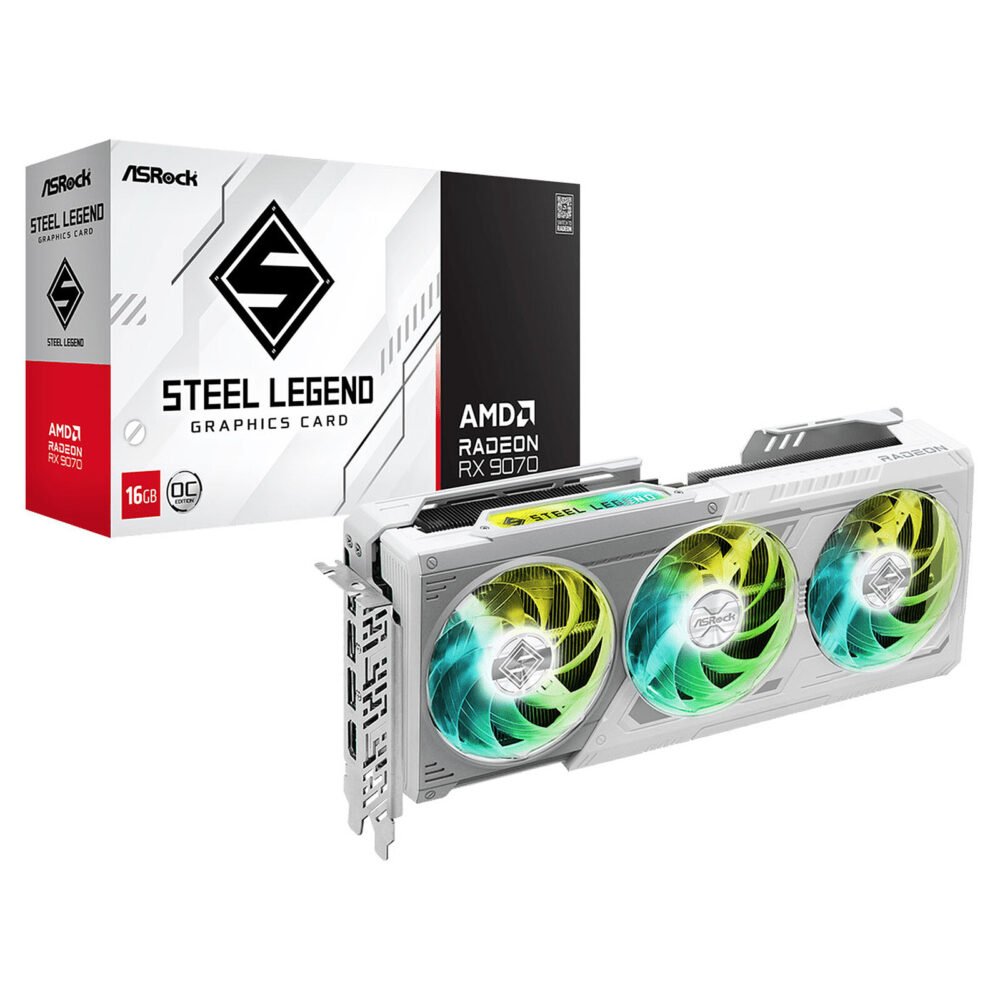 ASRock AMD Radeon RX 9070 Steel Legend 16GB 1 ASRock AMD Radeon RX 9070 Steel Legend 16GB