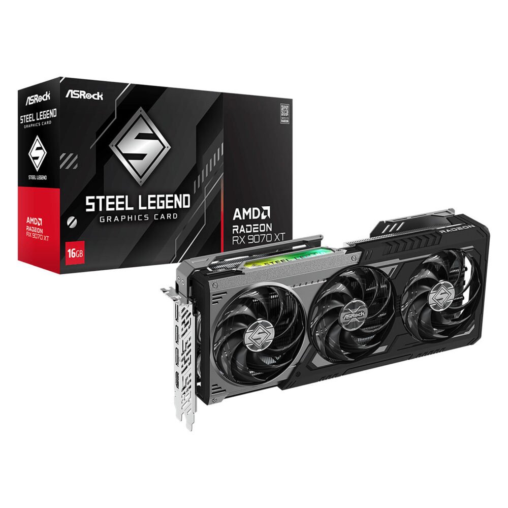 ASRock AMD Radeon RX 9070 XT Steel Legend Dark 16GB 1 ASRock AMD Radeon RX 9070 XT Steel Legend Dark 16GB