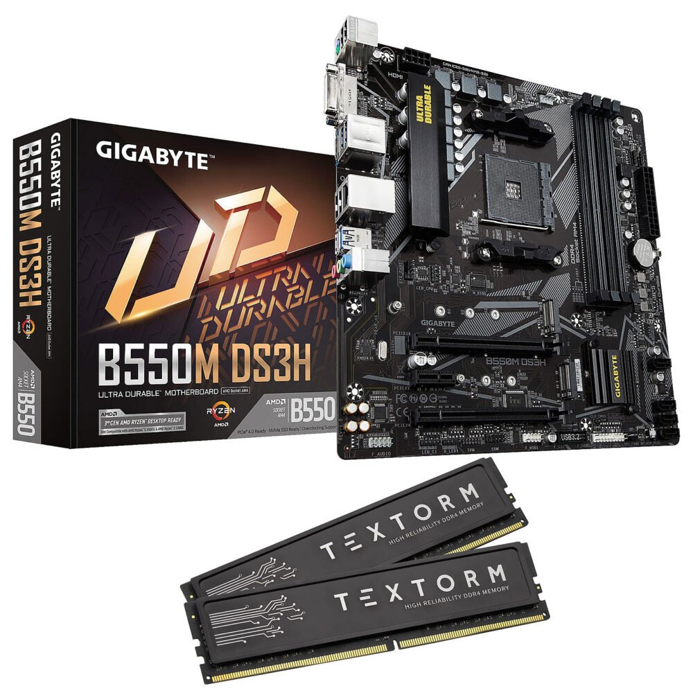Gigabyte B550M DS3H + Textorm 16 Go (2 x 8 Go ) DDR4 3600 MHz CL18