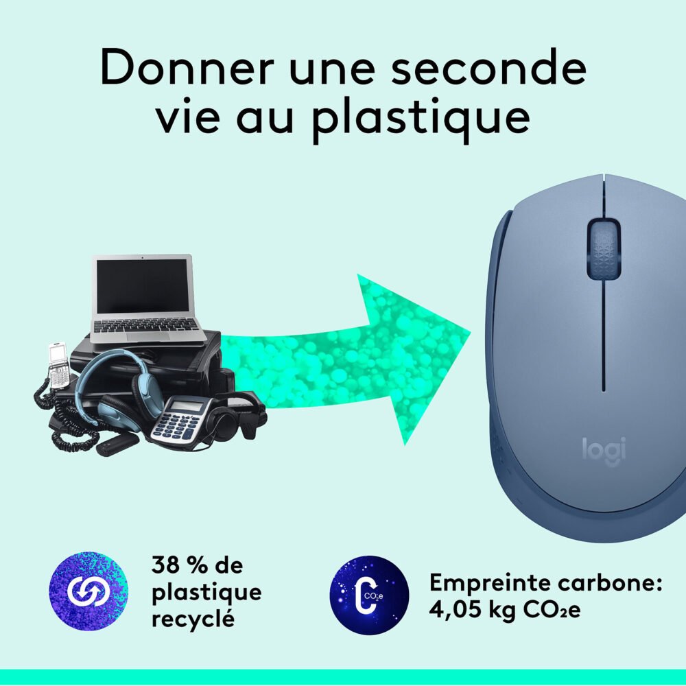 Logitech M171 Wireless Mouse (Bleu Gris)