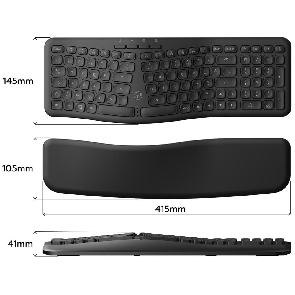 Mobility Lab Clavier Sans Fil Ergonomique (Noir)