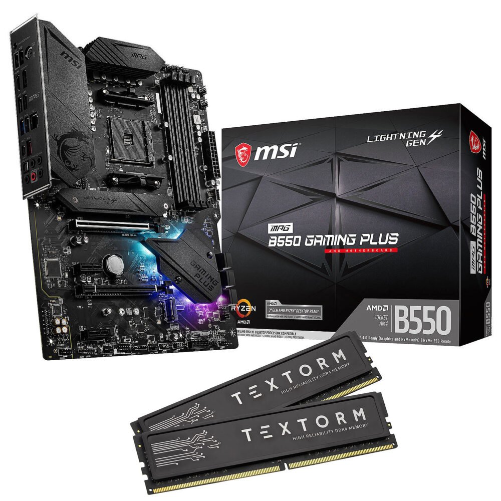 MSI MPG B550 GAMING PLUS + Textorm 16 Go (2 x 8 Go ) DDR4 3600 MHz CL18 1 MSI MPG B550 GAMING PLUS + Textorm 16 Go (2 x 8 Go ) DDR4 3600 MHz CL18