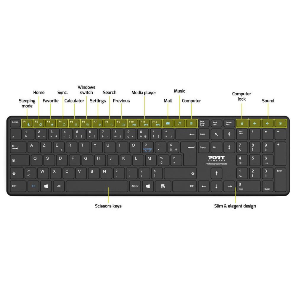 PORT Connect Office Pro Rechargeable Bluetooth Keyboard