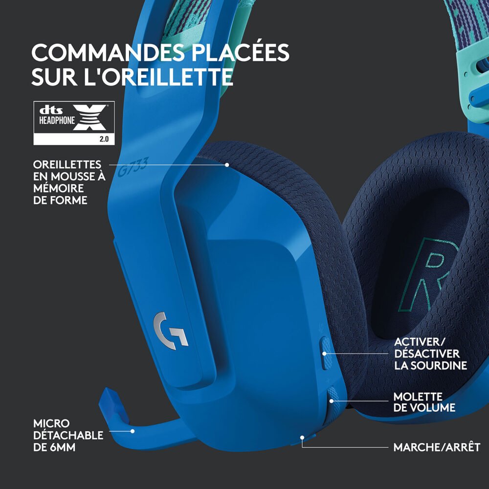Logitech G G733 Lightspeed (Bleu)